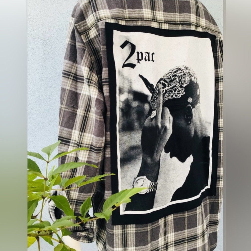 2Pac Legend 100% cotton upcycled flannel Unisex Oversized